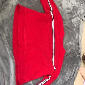 long red sleeve with blue white stripes